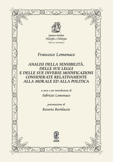 copertina 9791221802368 Analisi della sensibilità, delle sue leggi e delle sue diverse modificazioni